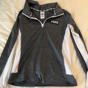 Victoria Secret PINK athletic polyester quarter zip pullover size medium, gray